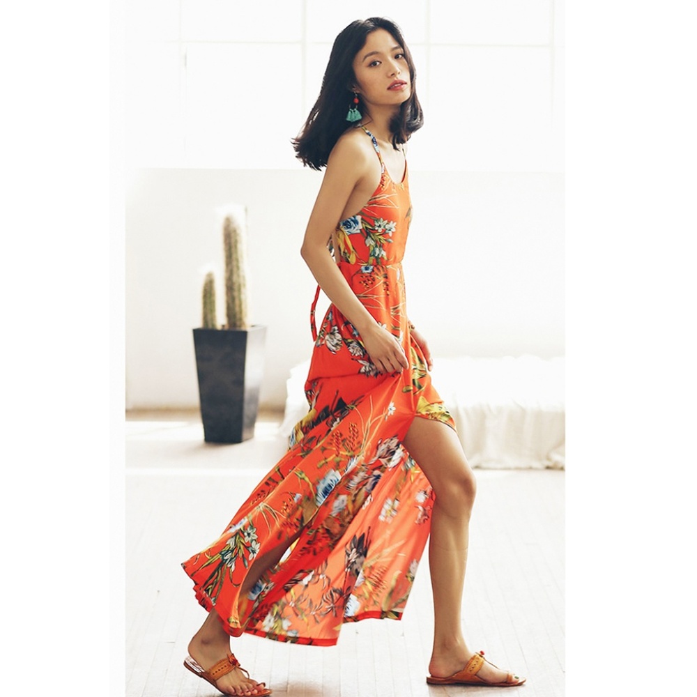 Zelia Boho Vacation Beach Maxi Dress